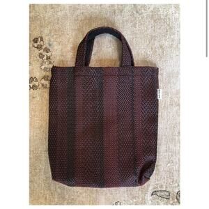 Woven Burgundy and Black Tote Bag